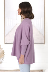 Pier Jumper - Oversized Batwing Knit Jumper in Lilac