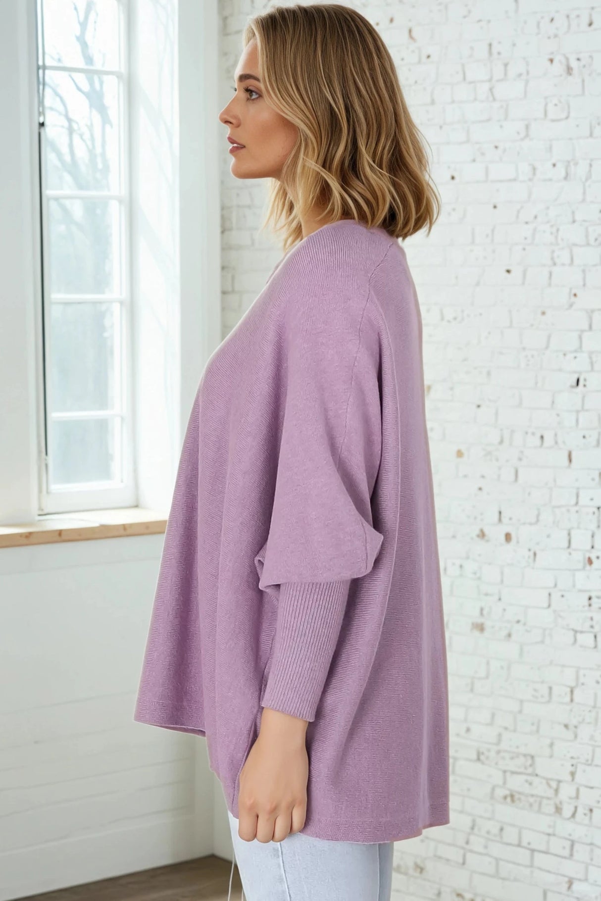 Pier Jumper - Oversized Batwing Knit Jumper in Lilac