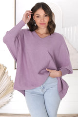 Pier Jumper - Oversized Batwing Knit Jumper in Lilac