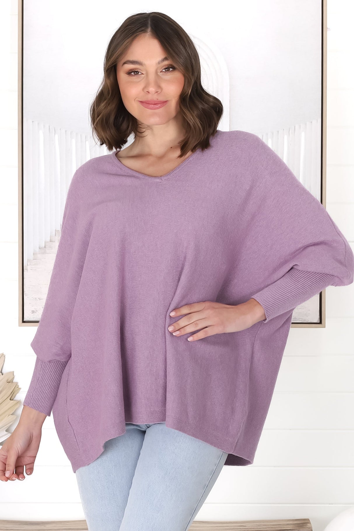 Pier Jumper - Oversized Batwing Knit Jumper in Lilac