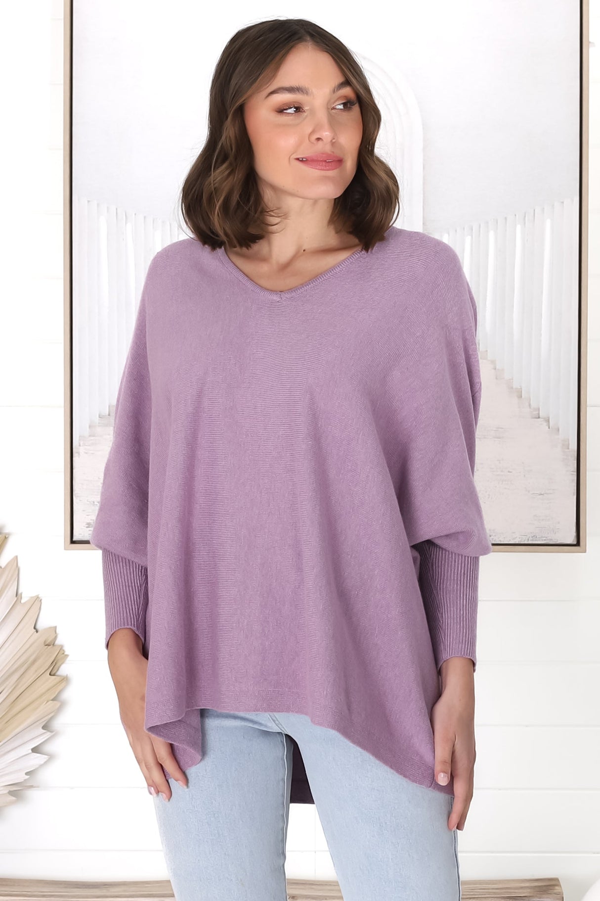 Pier Jumper - Oversized Batwing Knit Jumper in Lilac