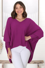 Pier Jumper - Oversized Batwing Knit Jumper in Purple