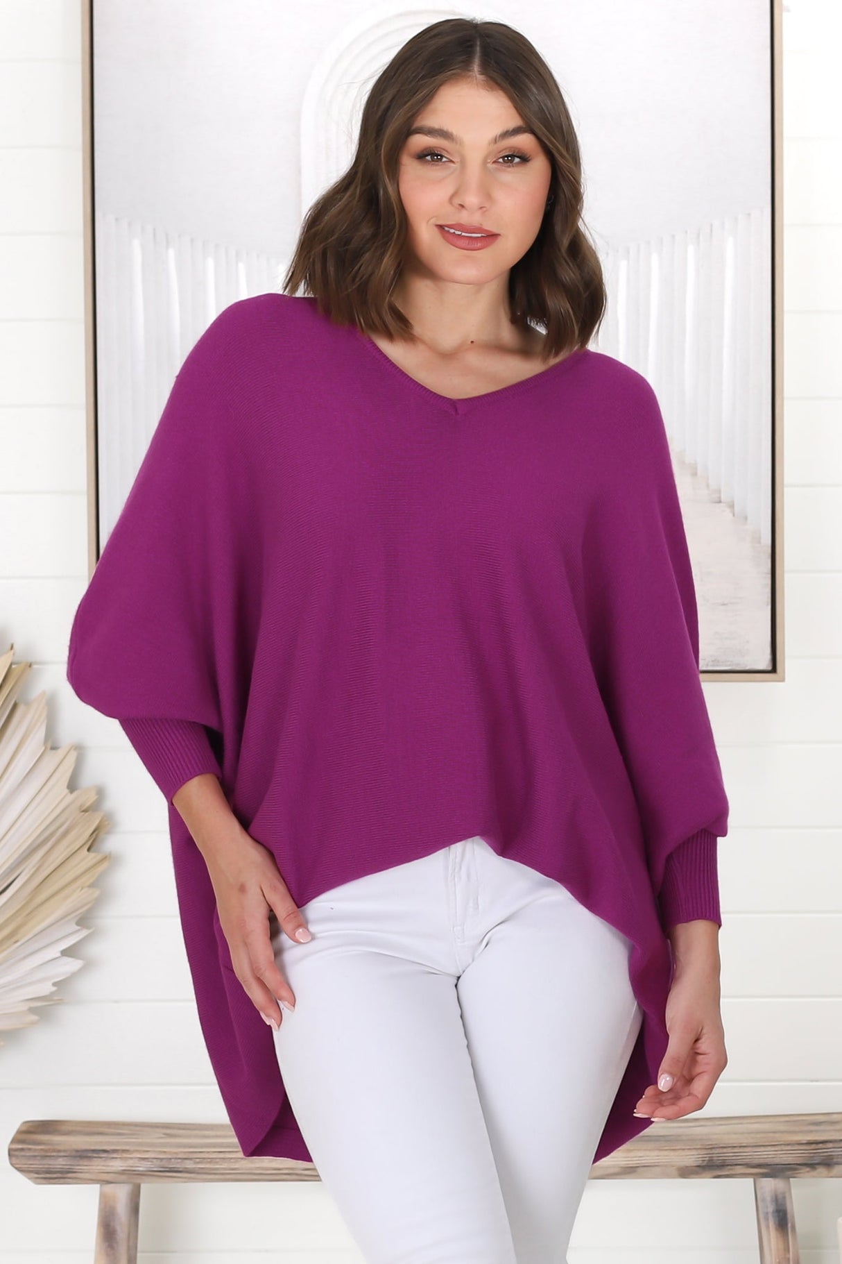 Pier Jumper - Oversized Batwing Knit Jumper in Purple