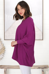 Pier Jumper - Oversized Batwing Knit Jumper in Purple