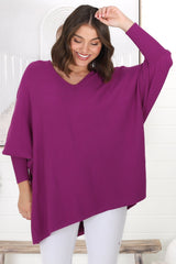 Pier Jumper - Oversized Batwing Knit Jumper in Purple