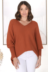 Pier Jumper - Oversized Batwing Knit Jumper in Terracotta