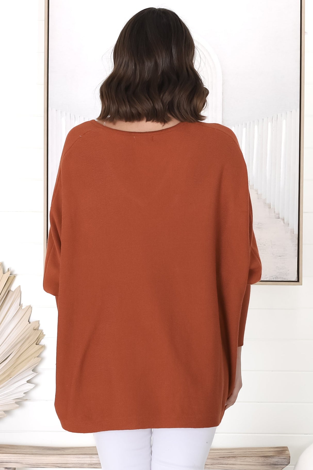 Pier Jumper - Oversized Batwing Knit Jumper in Terracotta