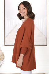 Pier Jumper - Oversized Batwing Knit Jumper in Terracotta