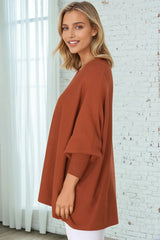 Pier Jumper - Oversized Batwing Knit Jumper in Terracotta