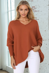 Pier Jumper - Oversized Batwing Knit Jumper in Terracotta