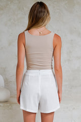 Pietra Skorts - Front Wrap with Tie and Shorts with Pockets in White