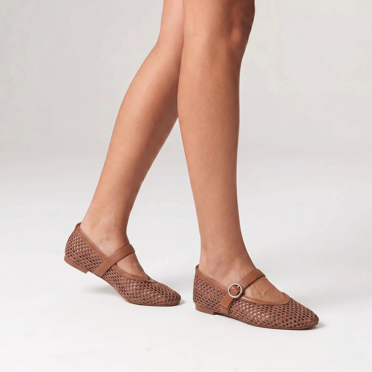 Eunice Woven Ballet Flats - Dark Camel