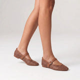 Eunice Woven Ballet Flats - Dark Camel
