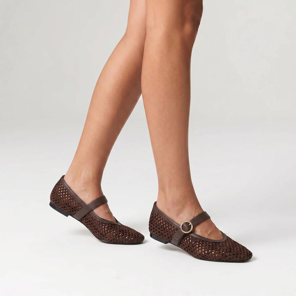 Eunice Woven Ballet Flats - Chocolate