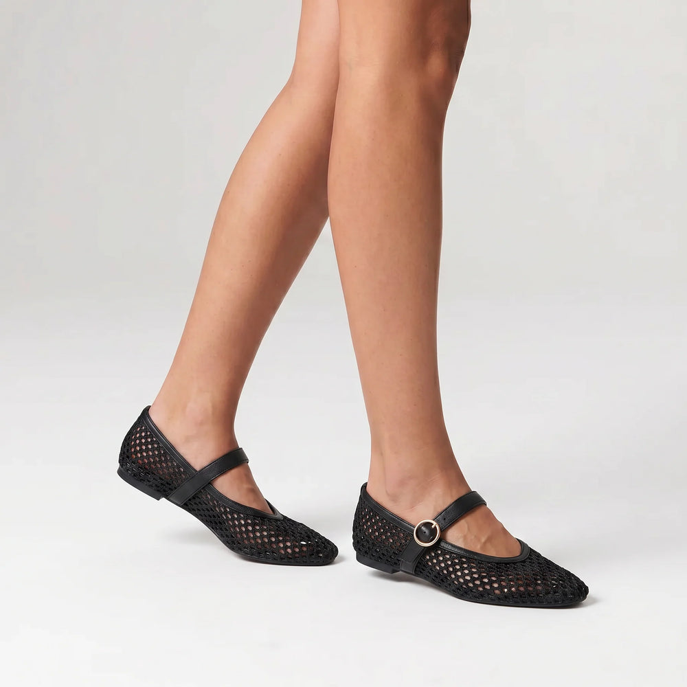 Eunice Woven Ballet Flats - Black