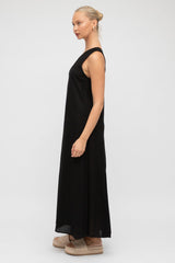 Polly Maxi Dress - One Shoulder Sun Dress in Black