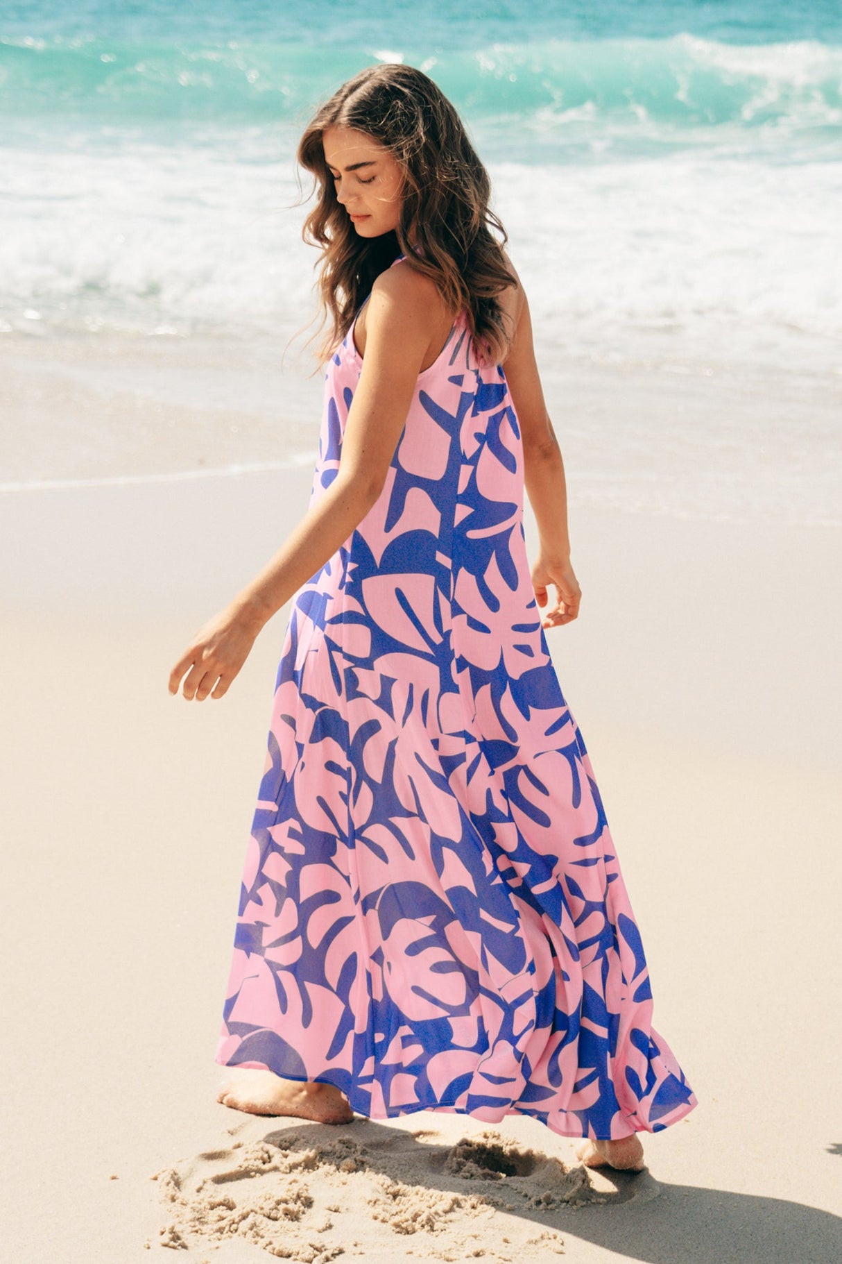 Polly Maxi Dress - One Shoulder Sun Dress in Noa Print