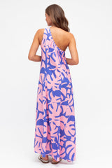 Polly Maxi Dress - One Shoulder Sun Dress in Noa Print