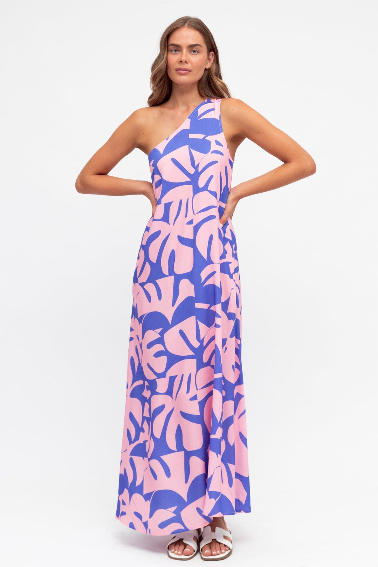 Polly Maxi Dress - One Shoulder Sun Dress in Noa Print