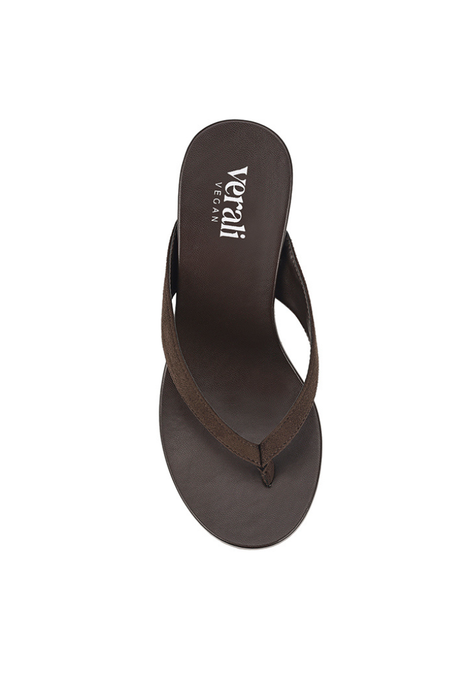 Polly Thong Wedges - Chocolate Brown Micro