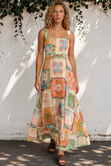 Model wearing Poppy Maxi Dress in Iluka Print from Salty Crush
