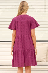 Model wearing Prisha Mini Dress in Wine from Salty Crush
