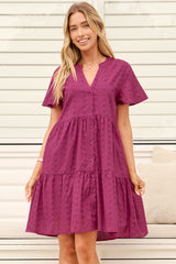 Model wearing Prisha Mini Dress in Wine from Salty Crush