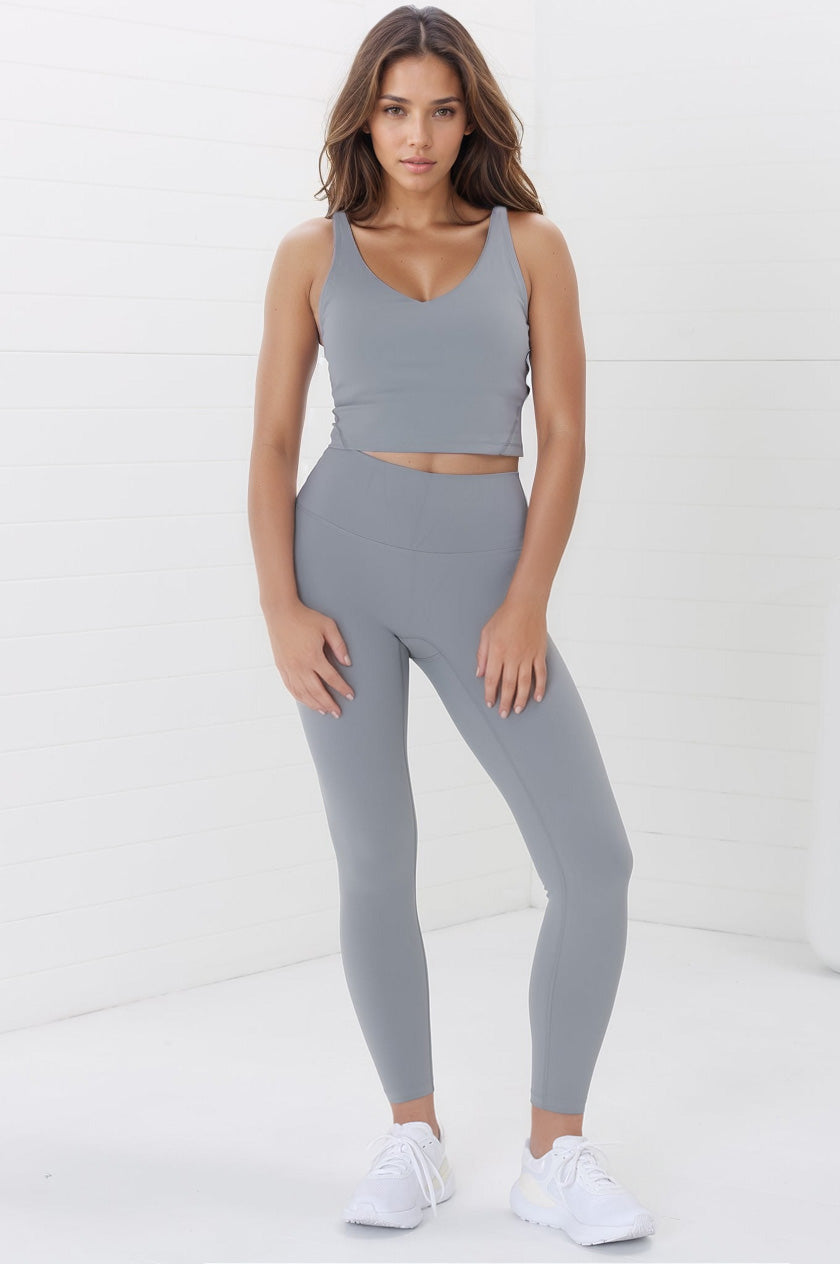 Axel Leggings - High Waisted Full Length Leggings in Light Grey