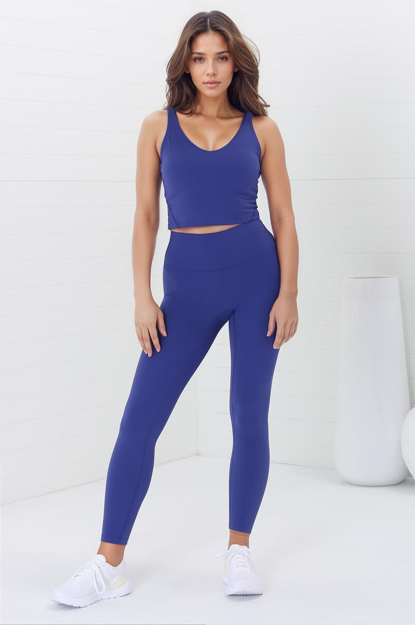 Axel Leggings - High Waisted Full Length Leggings in Cobalt Blue