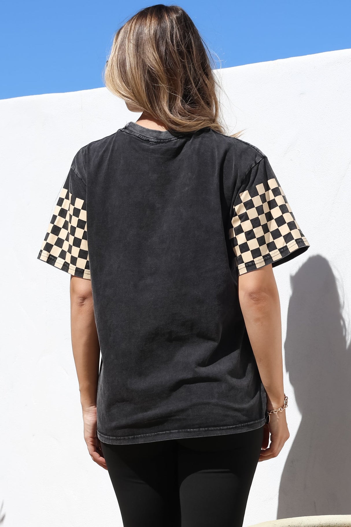 Racer T-Shirt - Crew Neck Graphic Tee in Vintage Wash Black