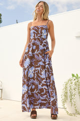 Radley Maxi Dress - Empire Line Sun Dress with Adjustable Straps in Rania Print