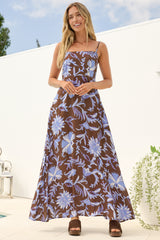 Radley Maxi Dress - Empire Line Sun Dress with Adjustable Straps in Rania Print