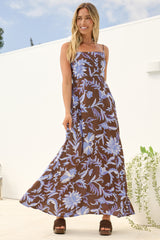 Radley Maxi Dress - Empire Line Sun Dress with Adjustable Straps in Rania Print
