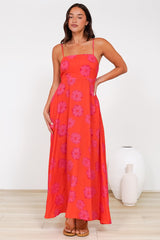 Radley Maxi Dress - Empire Line Sun Dress with Adjustable Straps in Sallio Print