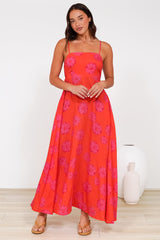 Radley Maxi Dress - Empire Line Sun Dress with Adjustable Straps in Sallio Print