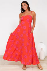 Radley Maxi Dress - Empire Line Sun Dress with Adjustable Straps in Sallio Print