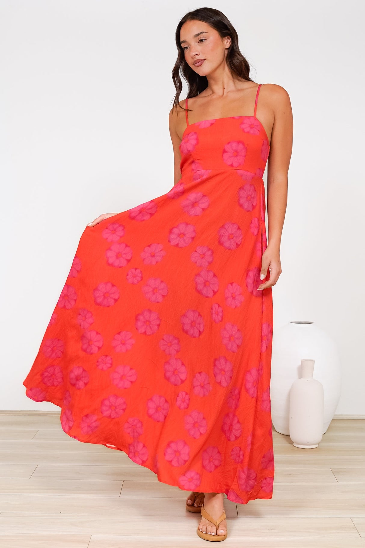 Radley Maxi Dress - Empire Line Sun Dress with Adjustable Straps in Sallio Print