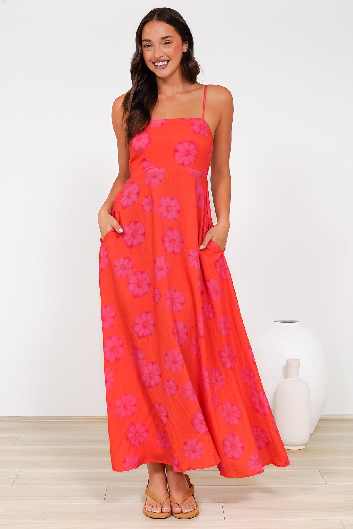 Radley Maxi Dress - Empire Line Sun Dress with Adjustable Straps in Sallio Print