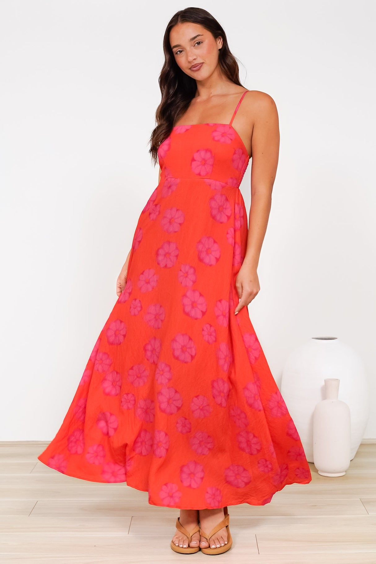 Radley Maxi Dress - Empire Line Sun Dress with Adjustable Straps in Sallio Print