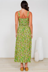 Rani Midi Dress - A-Line Sun Dress with Pockets and Adjustable Straps in Posie Print