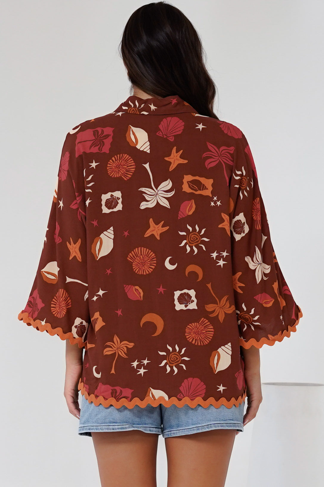 Raya Shirt - Oversized Button Down in Flintsone Print