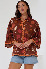 Raya Shirt - Oversized Button Down in Flintsone Print