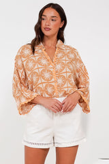 Raya Shirt - Folded Collar Button Down Shirt in Solare Print