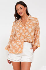 Raya Shirt - Folded Collar Button Down Shirt in Solare Print