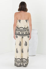 Rayane Bandeaux Top and Pant Set - Tamila Print Beige