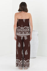 Rayane Bandeaux Top and Pants Set - Tamila Print Brown