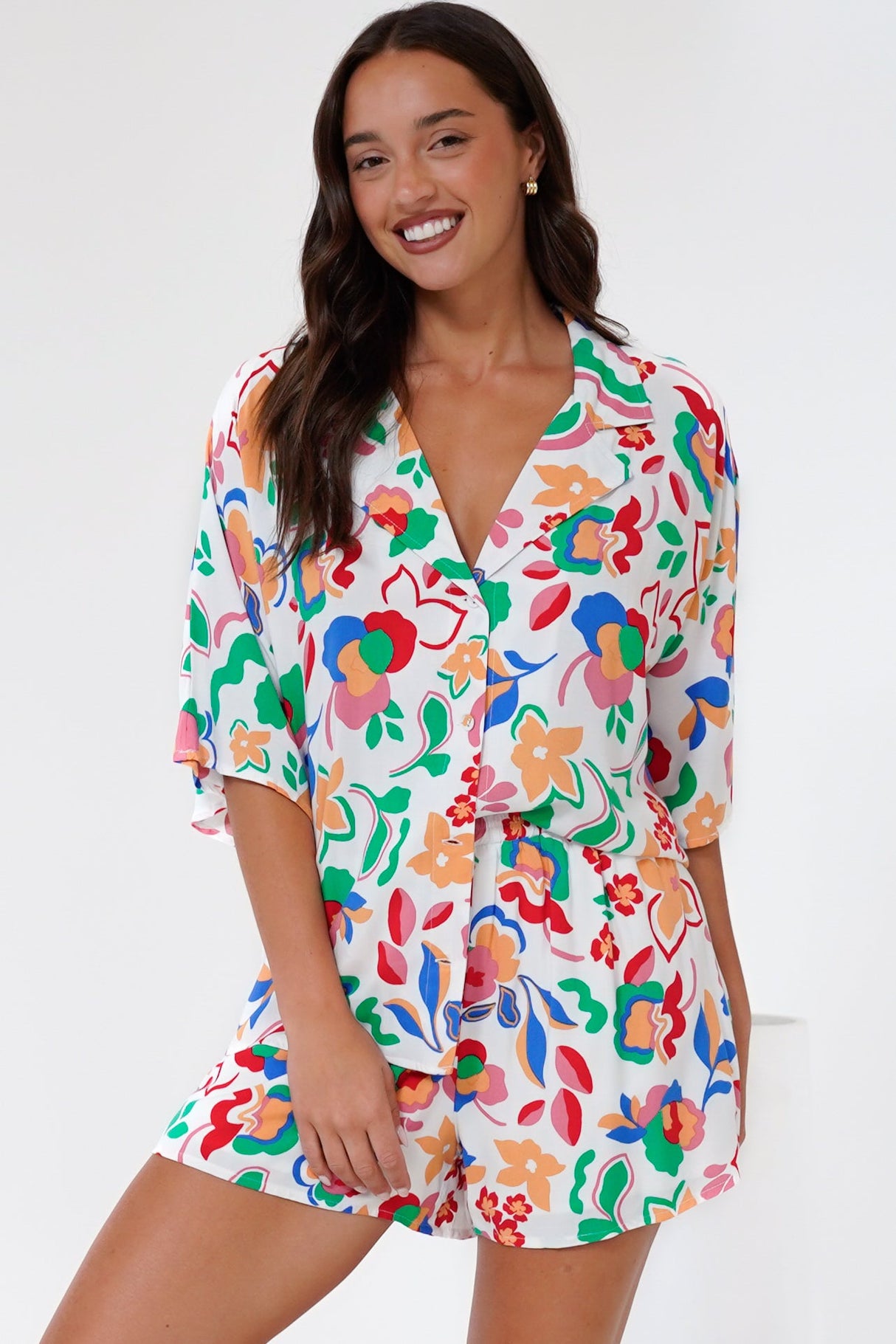 Remira Shorts - High Waisted Short with Elasticated Waistband in Leland Print