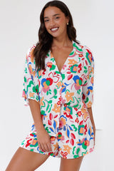 Remira Shorts - High Waisted Short with Elasticated Waistband in Leland Print