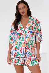 Remira Shirt - Collared Boxy Cut Short Sleeve Shirt in Leland Print