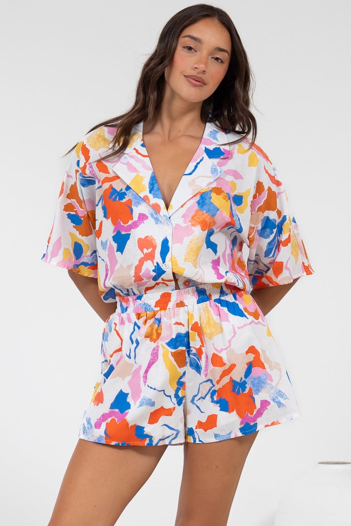 Remira Shorts - High Waisted Short with Elasticated Waistband in Isadora Print